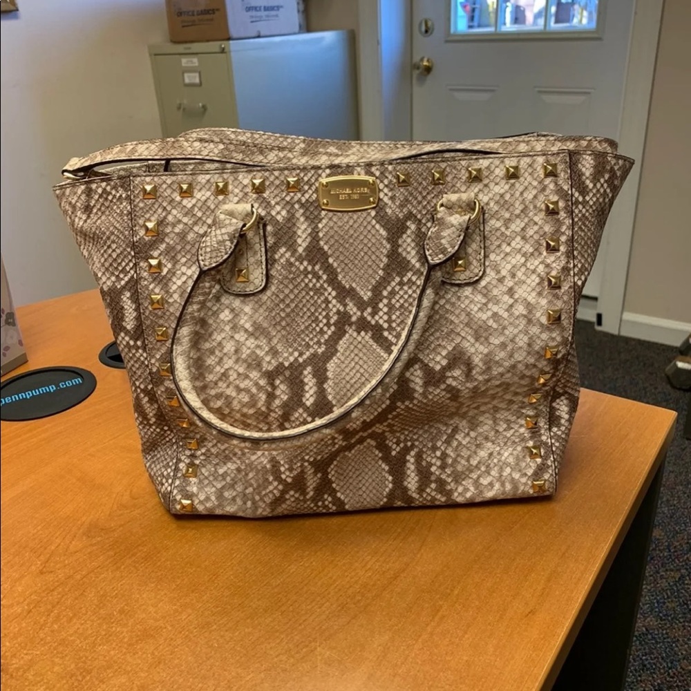 Snakeskin studded Michael Kors satchel